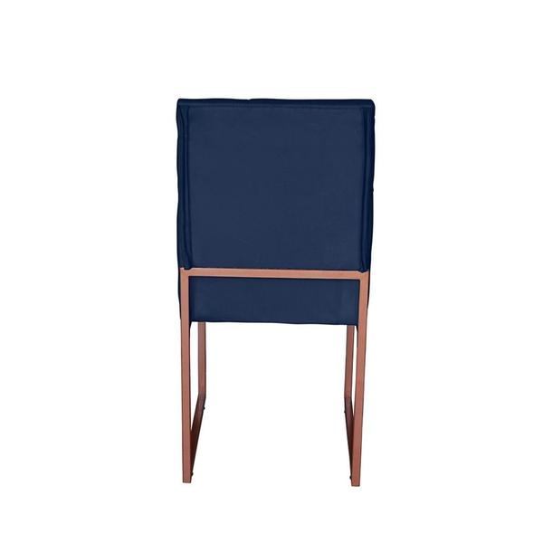 Kit 4 Cadeira de Jantar Escritorio Industrial Malta Capitonê Ferro Bronze Suede Azul Marinho - Móveis Mafer Imagem de Kit 4 Cadeira de Jantar Escritorio Industrial Malta Capitonê Ferro Bronze Suede Azul Marinho - Móveis Mafer