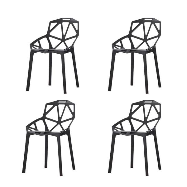 Imagem de Kit 4 Cadeira Design Chair One Penélope Assento Plástico Preto