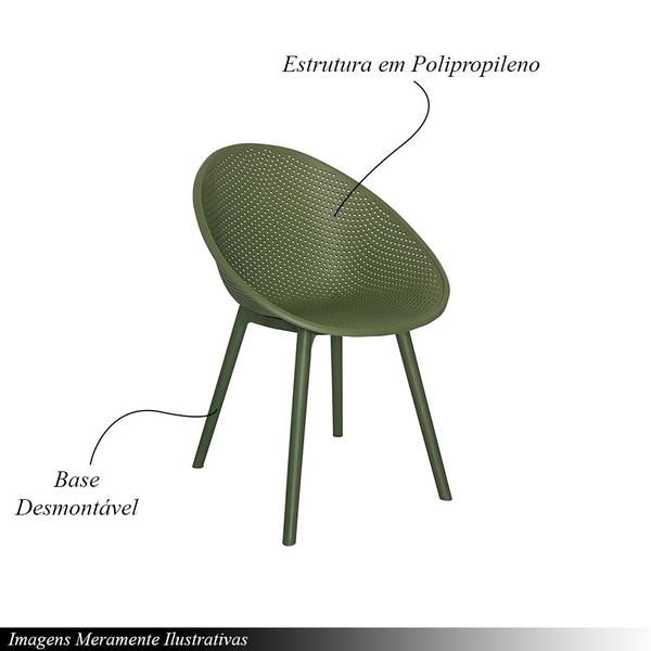 Imagem de Kit 4 Cadeiras Área Externa de PP Marina com Base Desmontável Verde G56 - Gran Belo