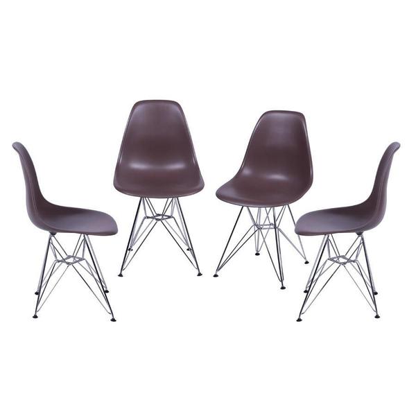 Imagem de Kit 4 Cadeiras Boxbit Dkr Eames Base Cromada Café