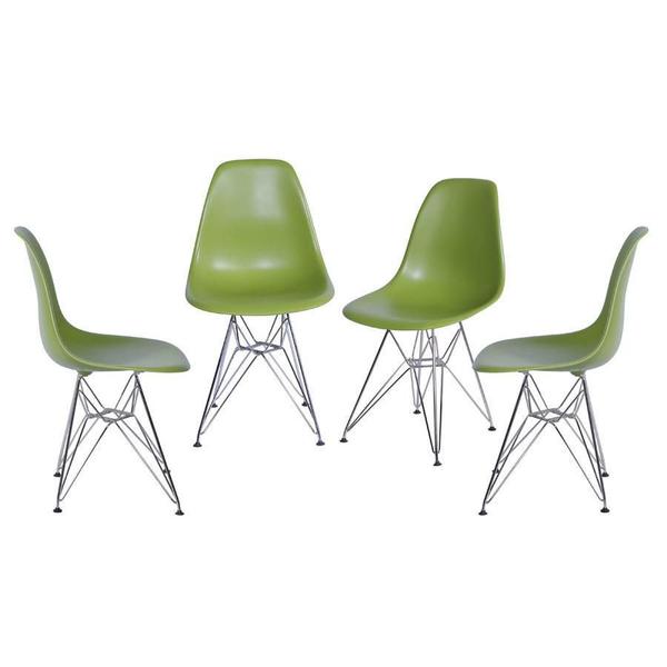 Imagem de Kit 4 Cadeiras Boxbit Dkr Eames Base Cromada Verde