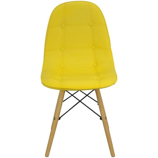 Imagem de Kit 4 Cadeiras Charles Eames Botonê Estofada Couro - Amarela