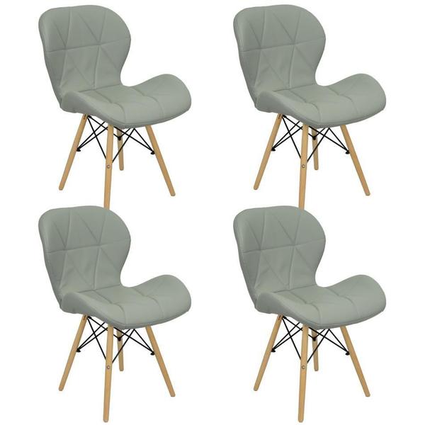 Imagem de Kit 4 Cadeiras Charles Eames Eiffel Slim Wood Estofada Cinza