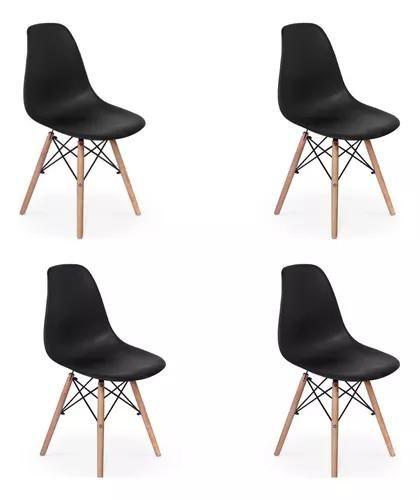 Imagem de Kit 4 Cadeiras Charles Eames Wood Design Eiffel Preto