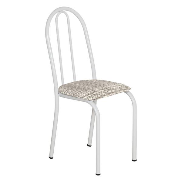 Kit 4 Cadeiras de Cozinha Califórnia Estampado Rattan Bege Pés de Ferro Branco - Pallazio Imagem de Kit 4 Cadeiras de Cozinha Califórnia Estampado Rattan Bege Pés de Ferro Branco - Pallazio