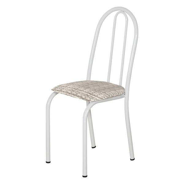 Kit 4 Cadeiras de Cozinha Califórnia Estampado Rattan Bege Pés de Ferro Branco - Pallazio Imagem de Kit 4 Cadeiras de Cozinha Califórnia Estampado Rattan Bege Pés de Ferro Branco - Pallazio