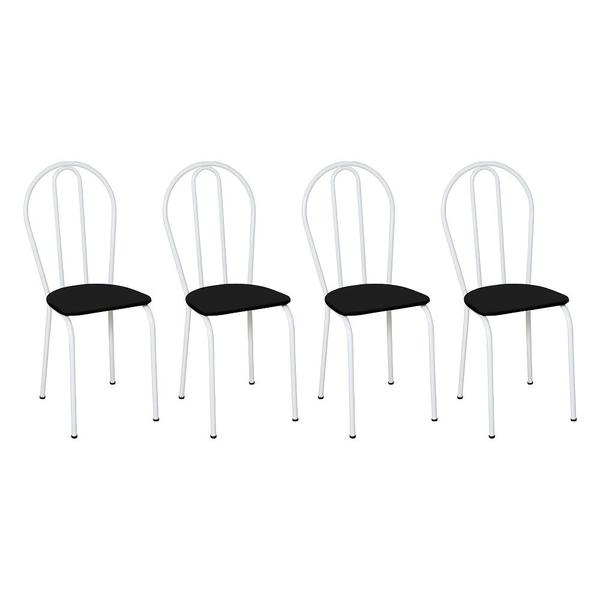 Imagem de Kit 4 Cadeiras de Cozinha Texas Liso Preto Pés de Ferro Branco - Pallazio