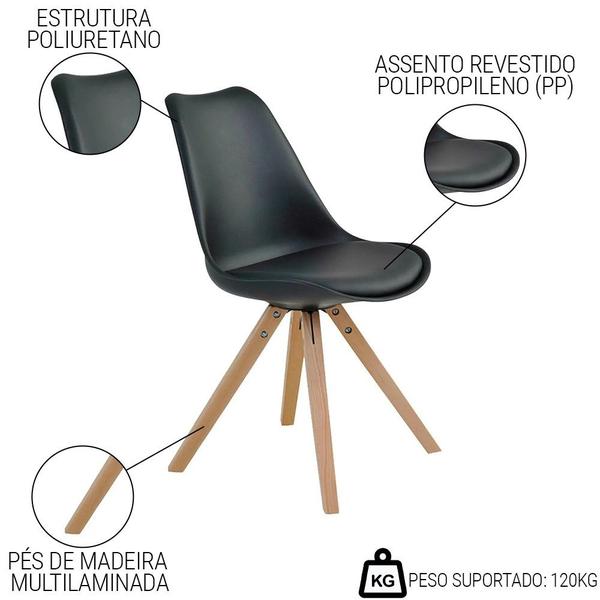 Imagem de Kit 4 Cadeiras de Jantar Design Saarinen Wood Base Madeira Lívia R02 Preto - Mpozenato