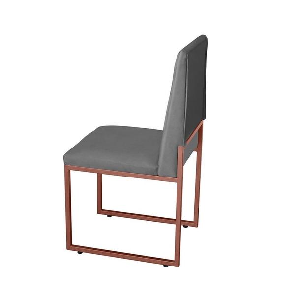 Imagem de Kit 4 Cadeiras de Jantar Metálica Bronze com Suede Cinza Garden - Mafer