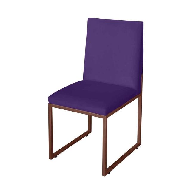 Imagem de Kit 4 Cadeiras de Jantar Metálica Bronze com Suede Roxo Garden - Mafer