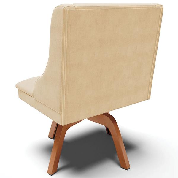 Imagem de Kit 4 Cadeiras Decorativas Sala de Jantar Base Giratória de Madeira Firenze Suede Bege/Natural G19 - Gran Belo