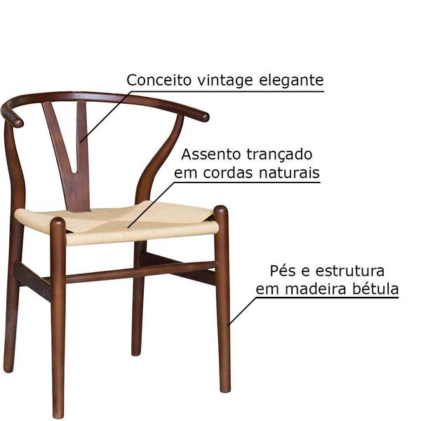 Imagem de Kit 4 Cadeiras Decorativas Sala de Jantar e Cozinha Bella Madeira Bétula Tabaco G56 - Gran Belo