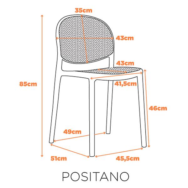 Imagem de Kit 4 Cadeiras Empilhável Positano Fratini Polipropileno Cor Preta e Assento Simulando Palha Rattan