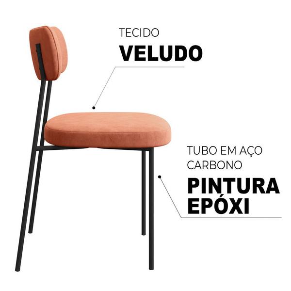 Imagem de Kit 4 Cadeiras Estofadas Milli Veludo 400 F02 Terracota - Mpozenato