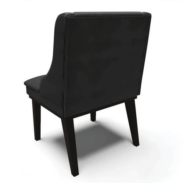 Imagem de Kit 4 Cadeiras Estofadas para Sala de Jantar Base Fixa de Madeira Preto Lia Veludo Preto - Ibiza