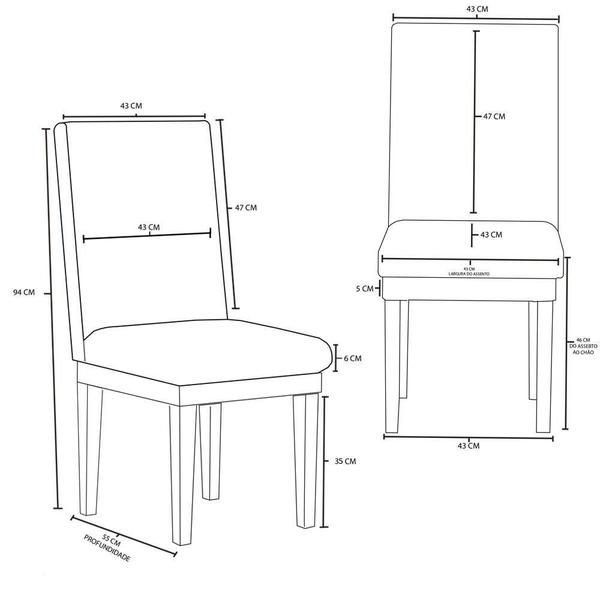 Imagem de Kit 4 Cadeiras Estofadas Reforçadas Para Mesa De Jantar