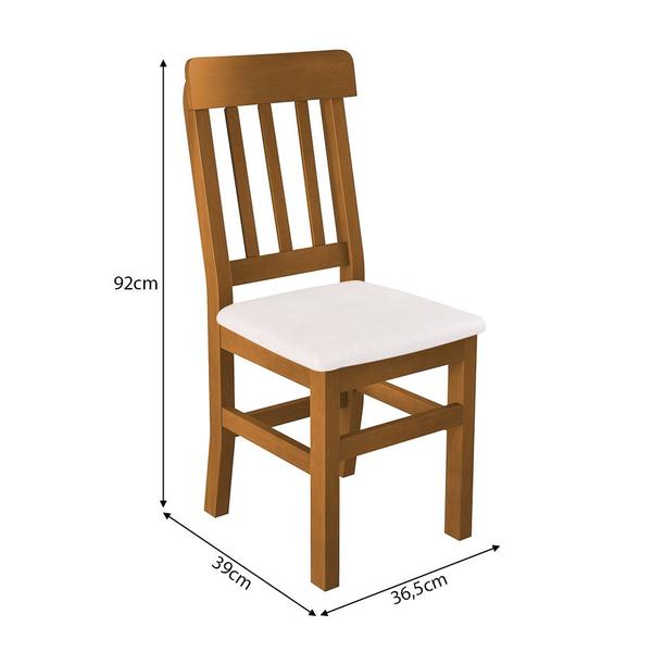 Imagem de Kit 4 Cadeiras Fixas Mineira Madeira Maciça Mel Estofada - Branco