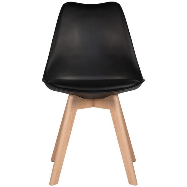 Imagem de Kit 4 Cadeiras Jantar Eames Wood Leda Design Estofada Preta