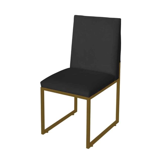 Imagem de Kit 4 Cadeiras Jantar Metálica Dourado Suede Garden - Mafer