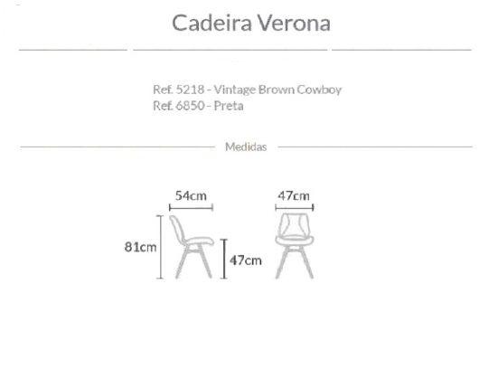 Imagem de KIT 4 Cadeiras Verona Vintage Brown Cowboy e Preta Artefama - Datelli Design