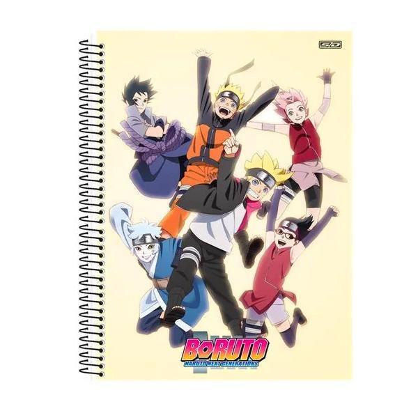 Imagem de Kit 4 Caderno Boruto Grande Adesivo Pauta Arame Capa Dura