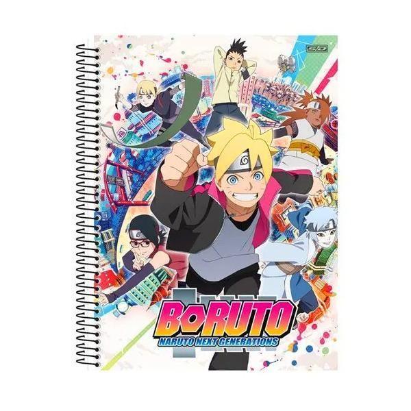 Imagem de Kit 4 Caderno Boruto Grande Adesivo Pauta Arame Capa Dura