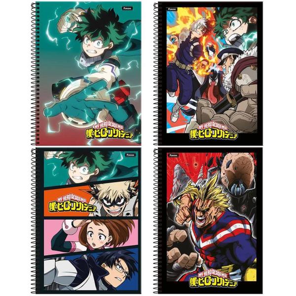 Imagem de Kit 4 Caderno Espiral My Hero Academia + 1 Caderno Desenho