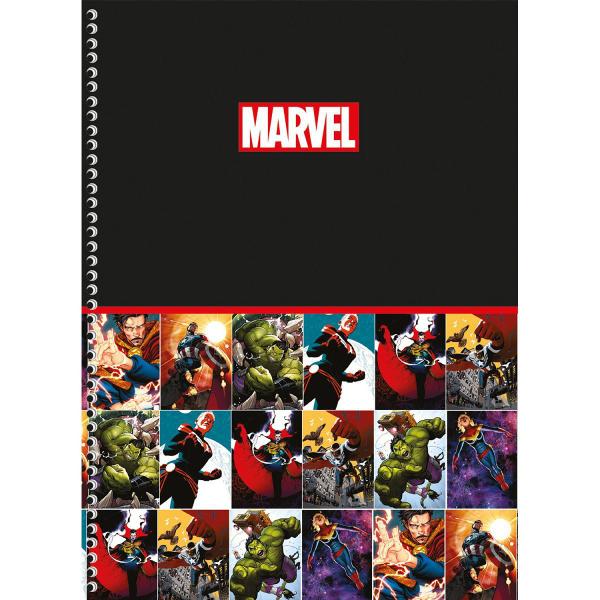 Imagem de Kit 4 Caderno Marvel Now Espiral 80 Fls + Cartografia e Desenho Vingadores