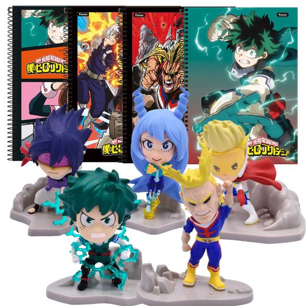 Imagem de Kit 4 Cadernos Espiral My Hero + Ganhe Figura Surpesa