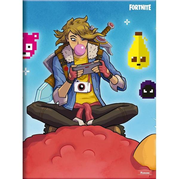 Imagem de Kit 4 Cadernos Fortnite Brochura Pequeno Capa Dura 96 Fls Foroni 