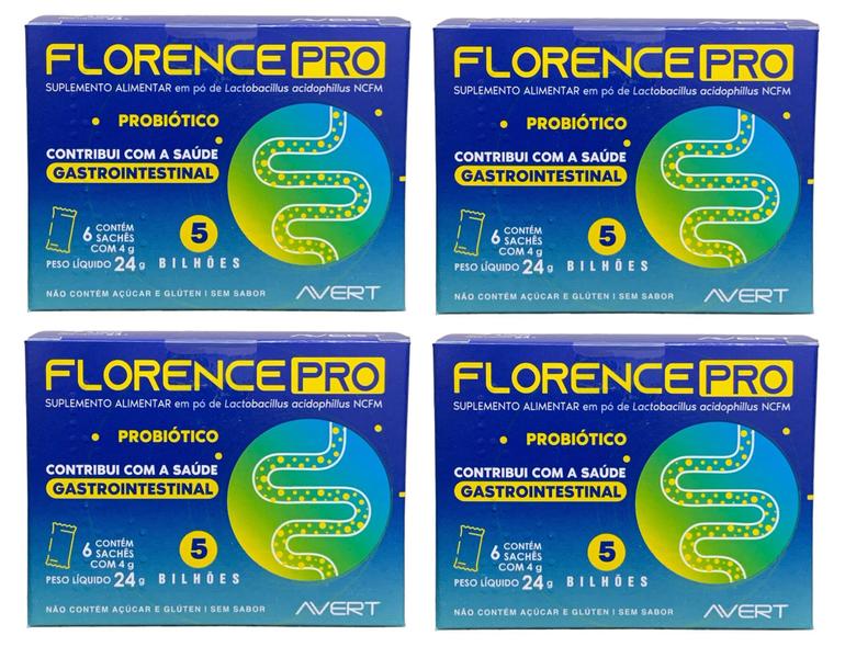 Imagem de Kit 4 Caixa Florence Pro Lactobacillus Acidophillus 6 Saches