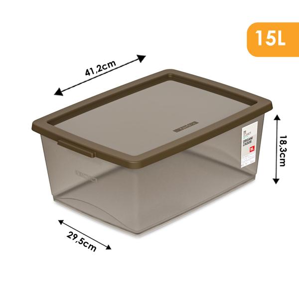 Kit 4 Caixa Organizadora com Trava 15 Litros Cinza Ordene Imagem de Kit 4 Caixa Organizadora com Trava 15 Litros Cinza Ordene