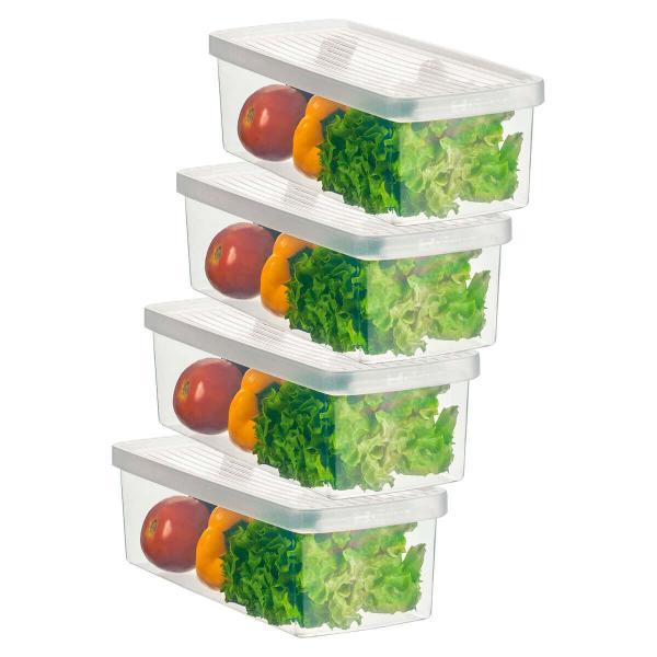 Imagem de Kit 4 Caixa Organizadora Pequena para Frutas Verduras Legumes Saladas Transparente