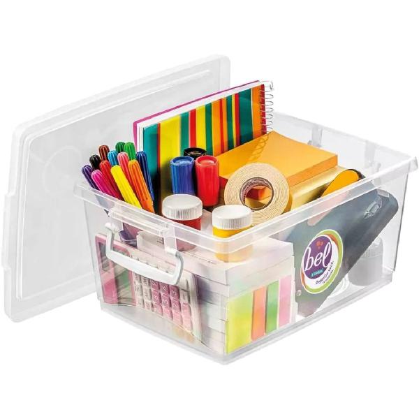 Kit 4 Caixa Organizadora Plástica 4 Litros Ordene Trava Tampa Empilhável Cesto Organizador Multiuso Imagem de Kit 4 Caixa Organizadora Plástica 4 Litros Ordene Trava Tampa Empilhável Cesto Organizador Multiuso