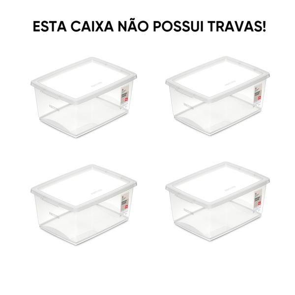 Imagem de Kit 4 Caixa Organizadora Sem Trava 7,5 L Cristal Ordene