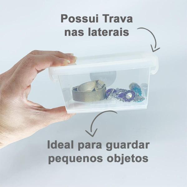 Imagem de Kit 4 Caixa Organizadora Tampa Trava Pote 400Ml Mini Ordene