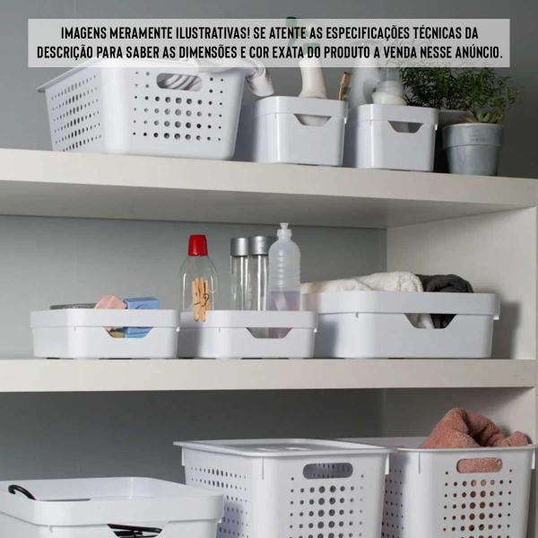 Kit 4 Caixa Plástica 10,5L Organizadora Multiuso OU Cinza Imagem de Kit 4 Caixa Plástica 10,5L Organizadora Multiuso OU Cinza