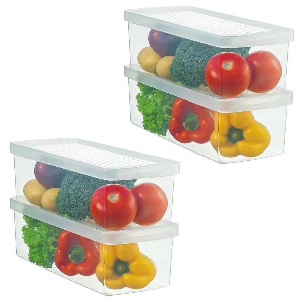 Imagem de Kit 4 Caixa Plástica Peq. Saladas Frutas Verduras Geladeira