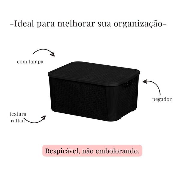 Imagem de Kit 4 Caixas/Cesto Organizador Rattan 9 Litros - Resistente