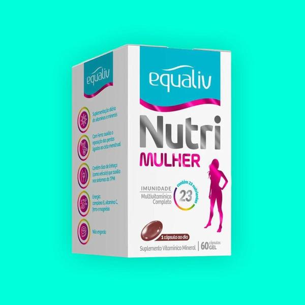 Kit 4 caixas Nutri Mulher Equaliv - Suplemento Multivitaminico 60 cápsulas gel - La san-day Imagem de Kit 4 caixas Nutri Mulher Equaliv - Suplemento Multivitaminico 60 cápsulas gel - La san-day