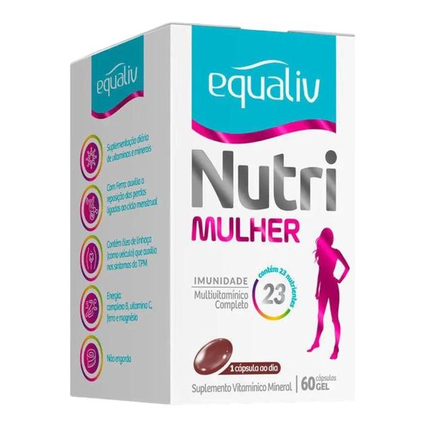 Kit 4 caixas Nutri Mulher Equaliv - Suplemento Multivitaminico 60 cápsulas gel - La san-day Imagem de Kit 4 caixas Nutri Mulher Equaliv - Suplemento Multivitaminico 60 cápsulas gel - La san-day