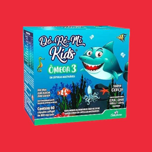 Imagem de Kit 4 caixas Ômega 3 Kids TUBARÃO Dó-Ré-Mí 60 Cápsulas Bella forma