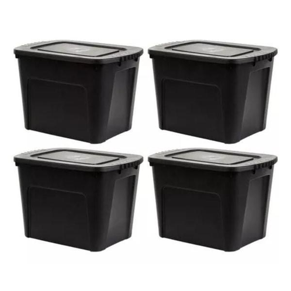 Imagem de Kit 4 Caixas Organizadoras Ecobox 80L Preta