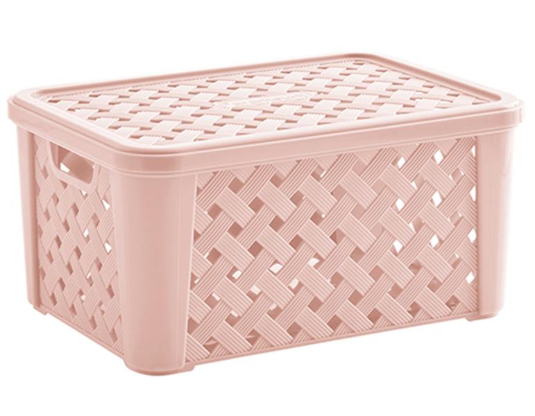 Imagem de Kit 4 Caixas Organizadoras RATTAN 5 litros C/Tampa 24x17x12cm Rosa 709 Paramount