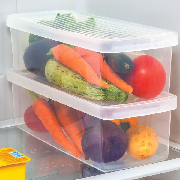 Imagem de Kit 4 Caixas Plásticas 4,2 litros Organizadora Saladas Verduras Para Geladeira