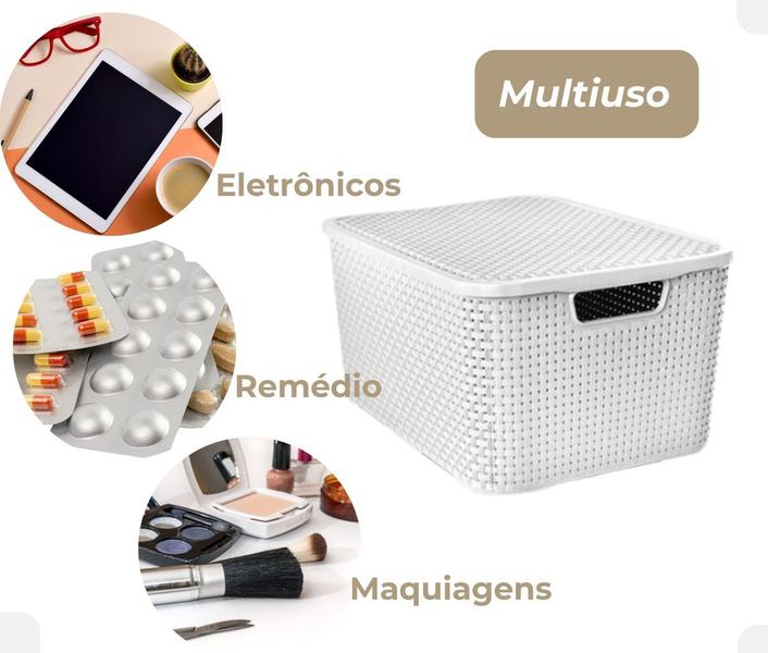 Imagem de Kit 4 Caixas Plásticas Organizadoras Com Tampa 15l Cor Branco