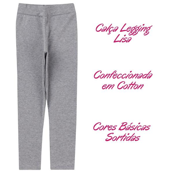 Imagem de Kit 4 Calça Legging Cotton Infantil Juvenil Menina Cores básicas Lisas Roupa Feminina Verão Tamanho 4 ao 16