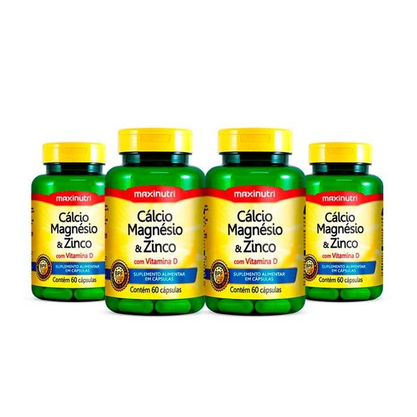 Imagem de Kit 4 Cálcio Magnésio Zinco Vitamina D Maxinutri 60 Capsulas