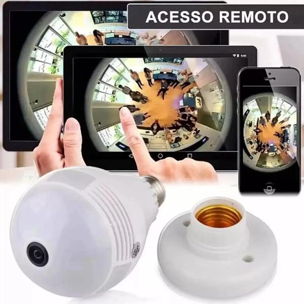 Imagem de kit 4 Camera Ip Seguraca Lampada Vr 360 Panoramica Espia Wifi V380