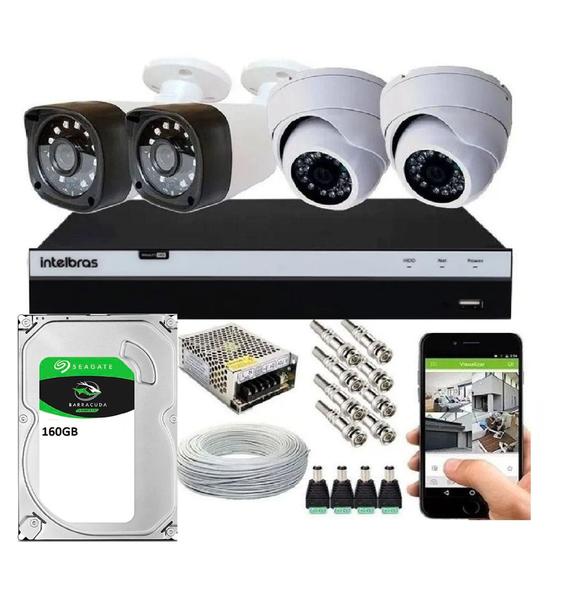 Imagem de Kit 4 Câmeras HD 720p + DVR Intelbras MHDX 3104 C/HD